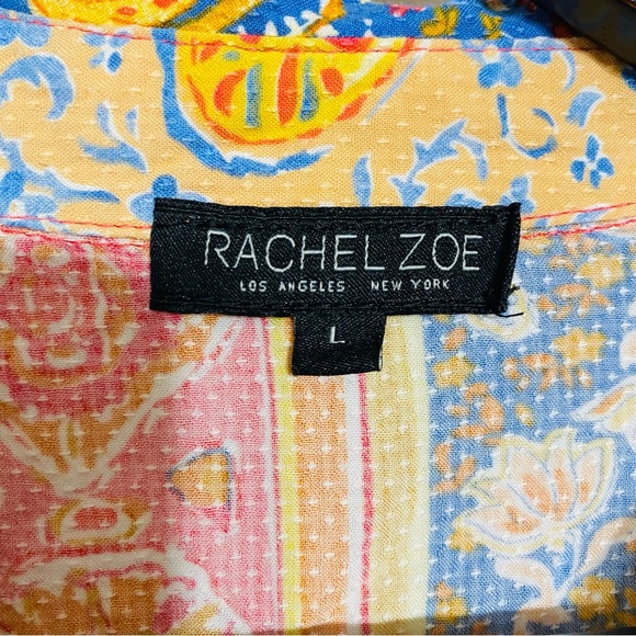 Rachel Zoe Womens Paisley Collared Long Sleeve Wrap Blouse Size L - Picture 2 of 3